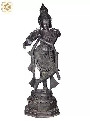 58'' Fluting krishna | Madhuchista Vidhana (Lost-Wax) | Panchaloha Bronze from Swamimalai