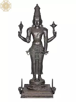 60'' Vishnu | Madhuchista Vidhana (Lost-Wax) | Panchaloha Bronze from Swamimalai