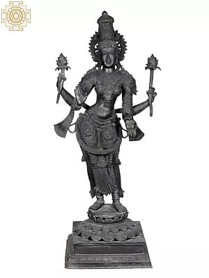 66'' Large Standing Lakshmi | Madhuchista Vidhana (Lost-Wax) | Panchaloha Bronze from Swamimalai