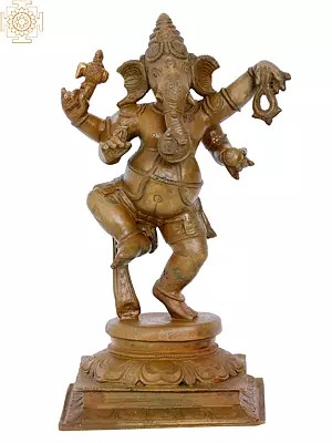 12'' Dancing Ganesha | Madhuchista Vidhana (Lost-Wax) | Panchaloha Bronze from Swamimalai