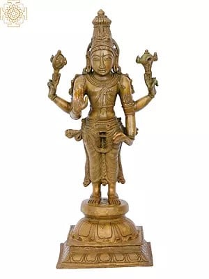 15'' Standing Lord vishnu | Madhuchista Vidhana (Lost-Wax) | Panchaloha Bronze from Swamimalai