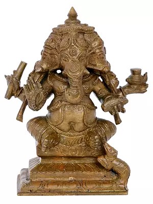 5'' Four Face Ganesha | Madhuchista Vidhana (Lost-Wax) | Panchaloha Bronze from Swamimalai