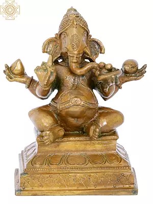 6'' Sitting Ganesha | Madhuchista Vidhana (Lost-Wax) | Panchaloha Bronze from Swamimalai