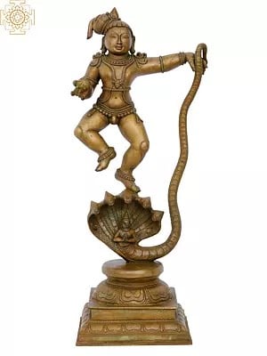 19'' Kaliya Krishna | Madhuchista Vidhana (Lost-Wax) | Panchaloha Bronze from Swamimalai