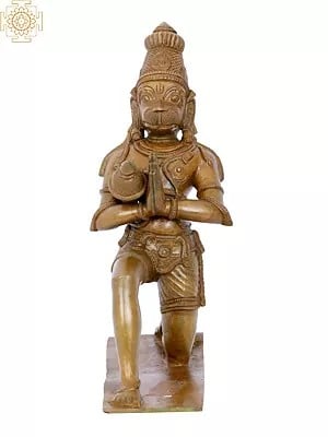 11'' Lord Hanuman in Namaskar Mudra | Madhuchista Vidhana (Lost-Wax) | Panchaloha Bronze from Swamimalai