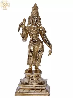13'' Goddess Meenakshi | Madhuchista Vidhana (Lost-Wax) | Panchaloha Bronze from Swamimalai