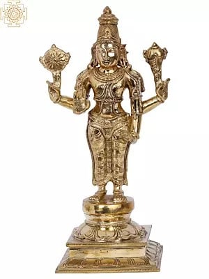 13'' Lord Vishnu | Madhuchista Vidhana (Lost-Wax) | Panchaloha Bronze from Swamimalai