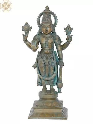 8'' Lord Perumal | Madhuchista Vidhana (Lost-Wax) | Panchaloha Bronze from Swamimalai