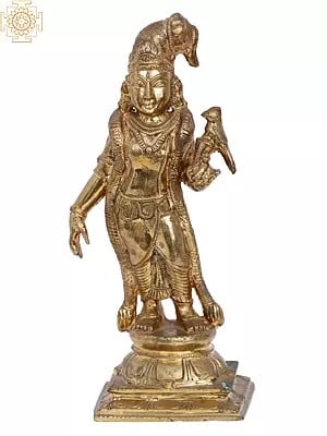 11'' Goddess Andal Bronze Statue | Madhuchista Vidhana (Lost-Wax) | Panchaloha Bronze from Swamimalai