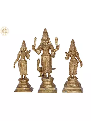 Karttikeya (Murugan) with Devasena and Valli | Madhuchista Vidhana (Lost-Wax) | Panchaloha Bronze
