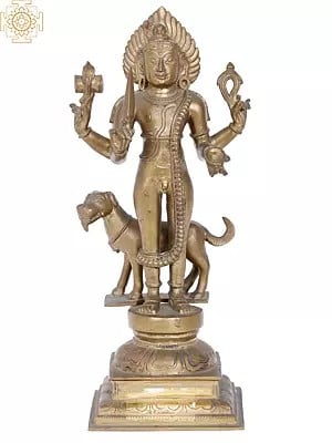 13'' Lord Shiva as Bhairava | Madhuchista Vidhana (Lost-Wax) | Panchaloha Bronze from Swamimalai