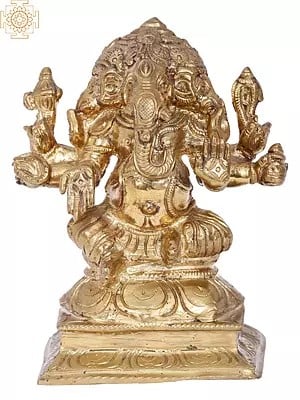 6'' Three Face Ganesha | Madhuchista Vidhana (Lost-Wax) | Panchaloha Bronze from Swamimalai