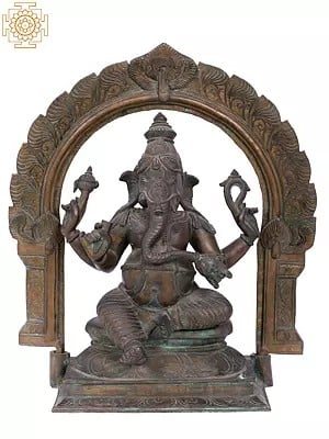 18'' Sitting Lord Ganesha Panchaloha Bronze Sculpture from Swamimalai