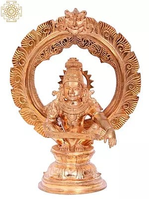 12'' Lord Ayyappan Bronze Statue | Madhuchista Vidhana (Lost-Wax) | Panchaloha Bronze from Swamimalai