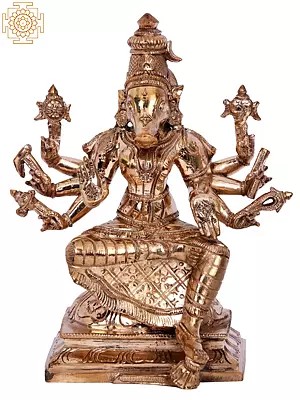 7'' Eight Armed Goddess Varahi | Madhuchista Vidhana (Lost-Wax) | Panchaloha Bronze from Swamimalai