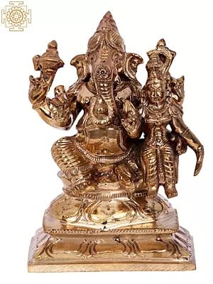 5'' Shakti Ganpati | Madhuchista Vidhana (Lost-Wax) | Panchaloha Bronze from Swamimalai