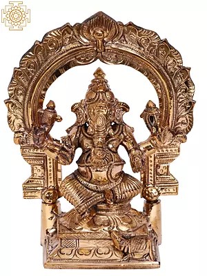 7'' Lord Ganesha Seated on Throne | Madhuchista Vidhana (Lost-Wax) | Panchaloha Bronze from Swamimalai
