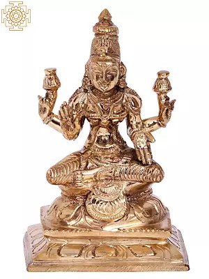 5'' Sitting Goddess Lakshmi | Madhuchista Vidhana (Lost-Wax) | Panchaloha Bronze from Swamimalai