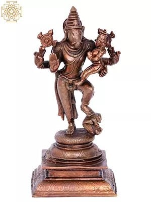 8'' Standing Lord Varaha with Goddess Lakshmi | Madhuchista Vidhana (Lost-Wax) | Panchaloha Bronze from Swamimalai