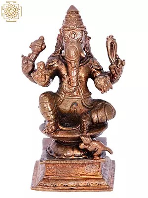 4'' Sitting Lord Ganesha | Madhuchista Vidhana (Lost-Wax) | Panchaloha Bronze from Swamimalai
