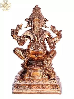 3'' Small Sitting Lord Ganesha | Madhuchista Vidhana (Lost-Wax) | Panchaloha Bronze from Swamimalai