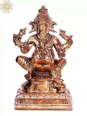 3'' Small Sitting Lord Ganesha | Madhuchista Vidhana (Lost-Wax) | Panchaloha Bronze from Swamimalai
