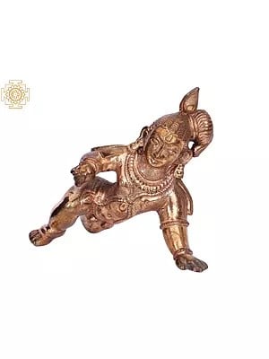 2'' Small Crawling Krishna (Laddoo Gopal) | Madhuchista Vidhana (Lost-Wax) | Panchaloha Bronze from Swamimalai