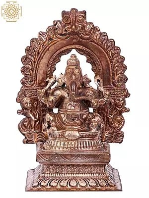 3" Small Lord Ganesha Seated on Throne | Madhuchista Vidhana (Lost-Wax) | Panchaloha Bronze from Swamimalai