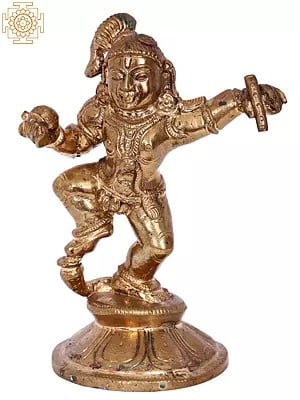 7" Dancing Krishna | Madhuchista Vidhana (Lost-Wax) | Panchaloha Bronze from Swamimalai