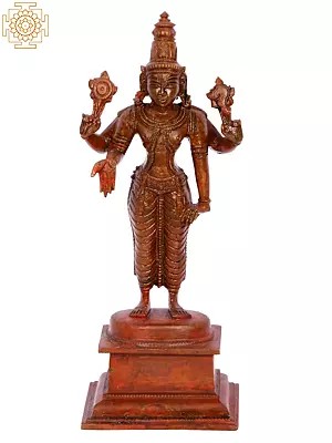 8" Lord Perumal | Madhuchista Vidhana (Lost-Wax) | Panchaloha Bronze from Swamimalai