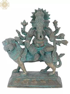 7" Simha Ganapati | Madhuchista Vidhana (Lost-Wax) | Panchaloha Bronze from Swamimalai