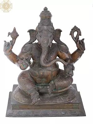 22" Lord Ganesha | Madhuchista Vidhana (Lost-Wax) | Panchaloha Bronze from Swamimalai