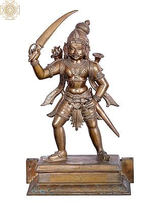 24'' Madurai Veeran Panchaloha Bronze Sculpture from Swamimalai