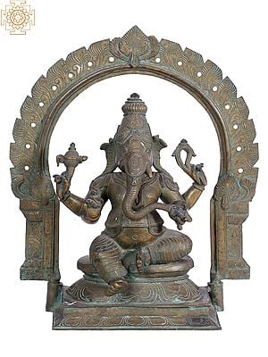 18'' Sitting Lord Ganesha | Madhuchista Vidhana (Lost-Wax) | Panchaloha Bronze from Swamimalai