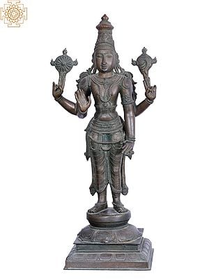 36'' Large Standing Lord Perumal (Vishnu) | Madhuchista Vidhana (Lost-Wax) | Panchaloha Bronze from Swamimalai