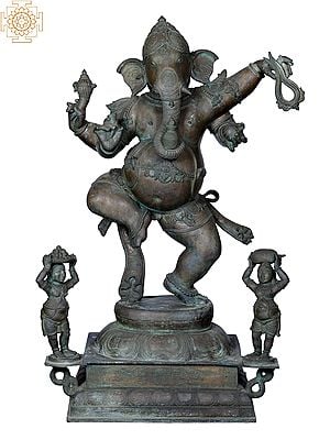 36'' Large Dancing Ganesha Panchaloha Bronze Idol from Swamimalai
