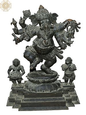 39'' Large Eight Hands Dancing Ganesha | Madhuchista Vidhana (Lost-Wax) | Panchaloha Bronze from Swamimalai