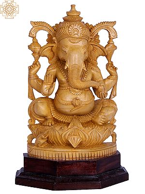 12" Wooden Ganesha Statue