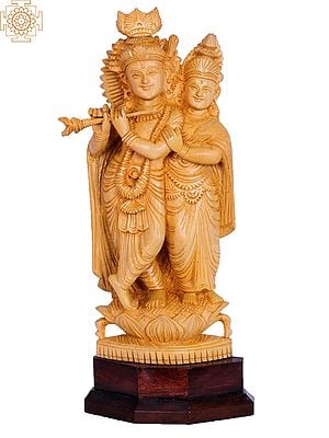14" Wooden Radha Krishna