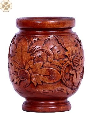 9" Wooden Decorative Flower Vase