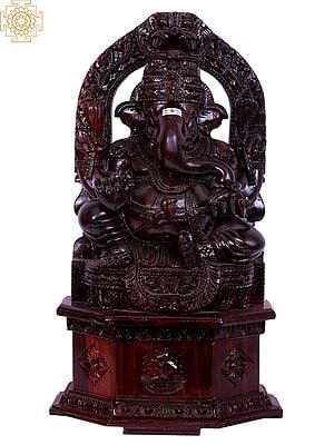 15" Wooden Ganesha Statue