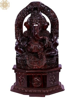 18" Wooden Lord Ganesha