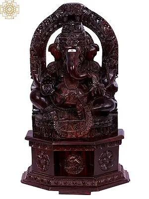 Lord Ganesha Wood Sculpture - 18 Inch