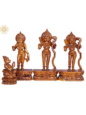 24" Wooden Rama Darbar Sculpture