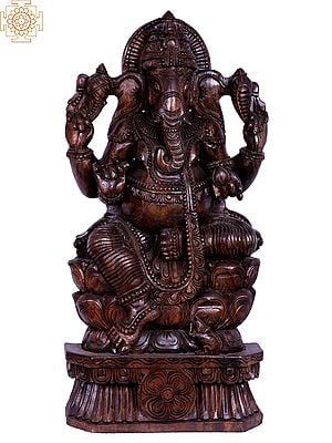 36" Large Wooden Ganesha