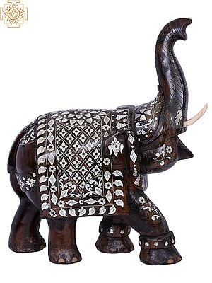 Wooden Elephant with Inlay Work