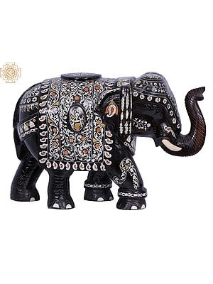 Wooden Decorative Elephant with Inlay Work