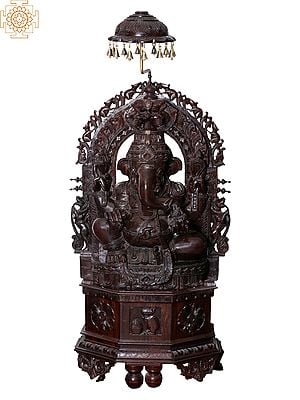 Wooden Sitting Lord Ganesha