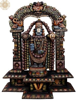 39" Large Wooden Lord Tirupati Balaji (Venkateshwara)