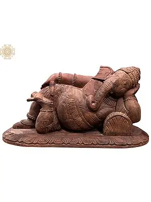 Serene Wooden Ganesha Statue (20 Inch)